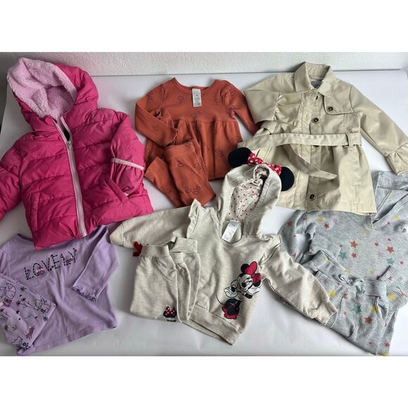 Baby Girl's Clothing Lot Size 12 months Winter Coats Clothes Disney Bundle 10 pc - Picture 1 of 9